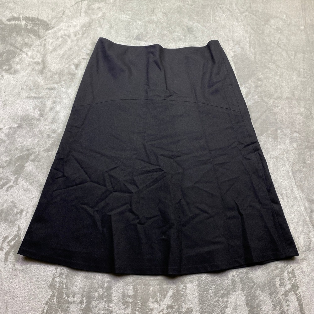 Talbots Black Wool Blend A-Line Midi Skirt Petites Sz 12P Career Wear Fits 31.5"
